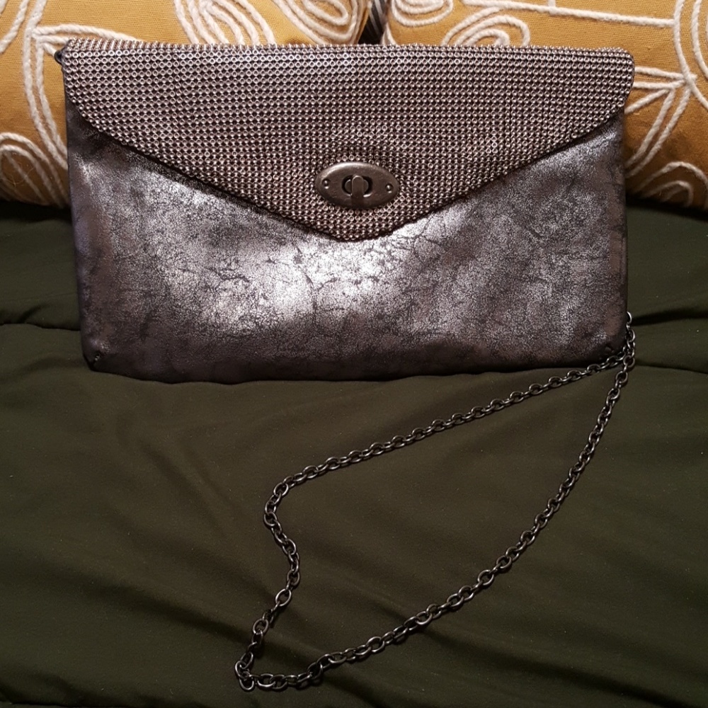 Expressions NYC metallic clutch with chain